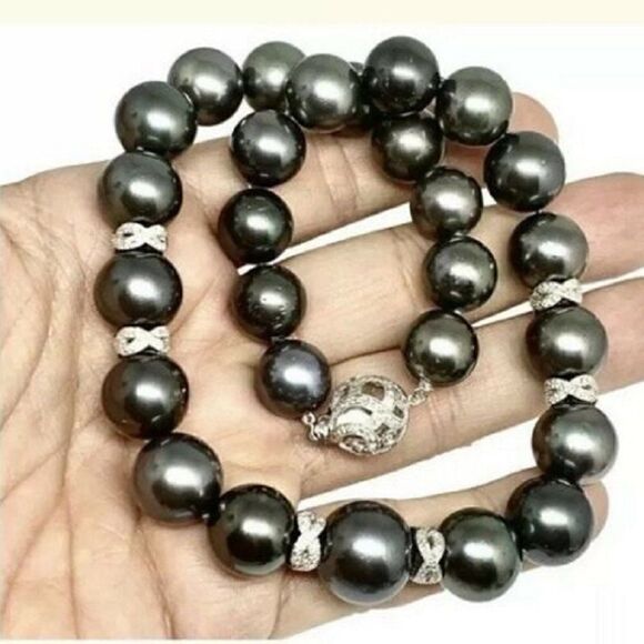 Diamond Tahitian Pearl 14k Gold Necklace 16 mm 16.5" Certified $29,750 914434 - Picture 9 of 11